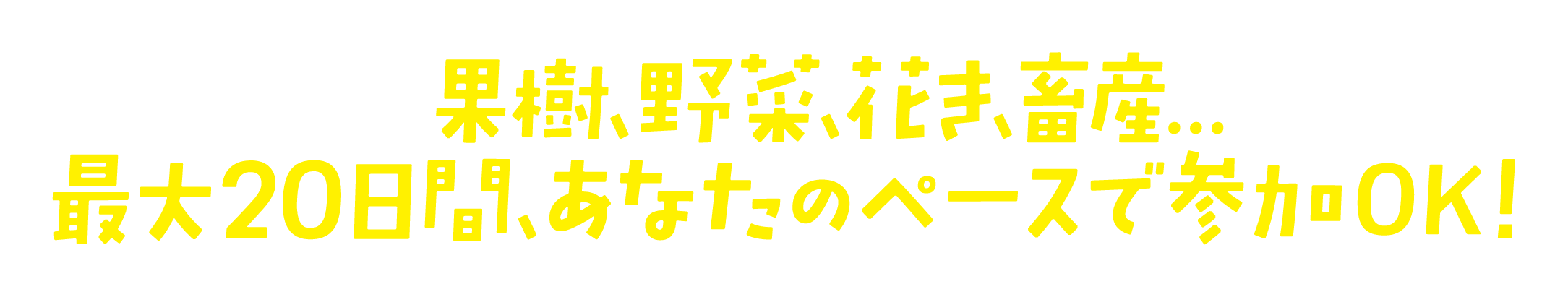 果樹、野菜、花き、畜産…最大20日間、あなたのペースで参加OK!